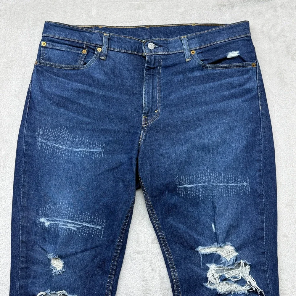 Levi's‎ 511 Slim Fit Jeans Mens 38x30 511 Distressed Sashiko Stitching Stretch